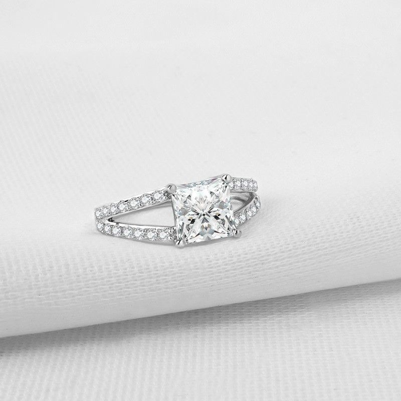 Bague De Mariage En Pierre Carrée Princesse En Argent Sterling 925 Bague En Diamant Sona