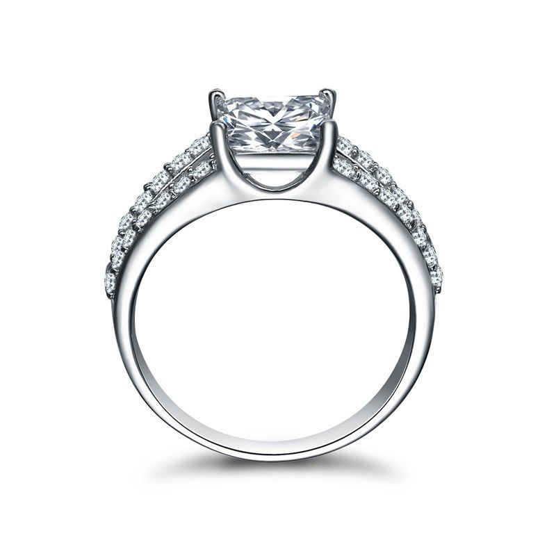 Bague De Mariage En Pierre Carrée Princesse En Argent Sterling 925 Bague En Diamant Sona