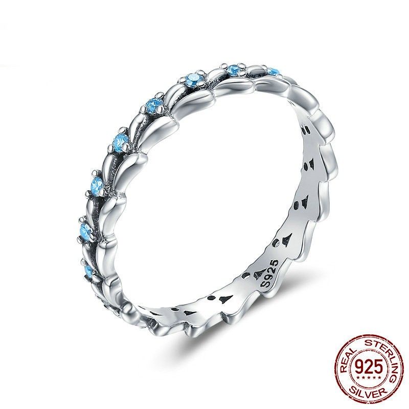 Bague Personnalisée En Argent Sterling 925 Avec Zircone Cubique Bleue