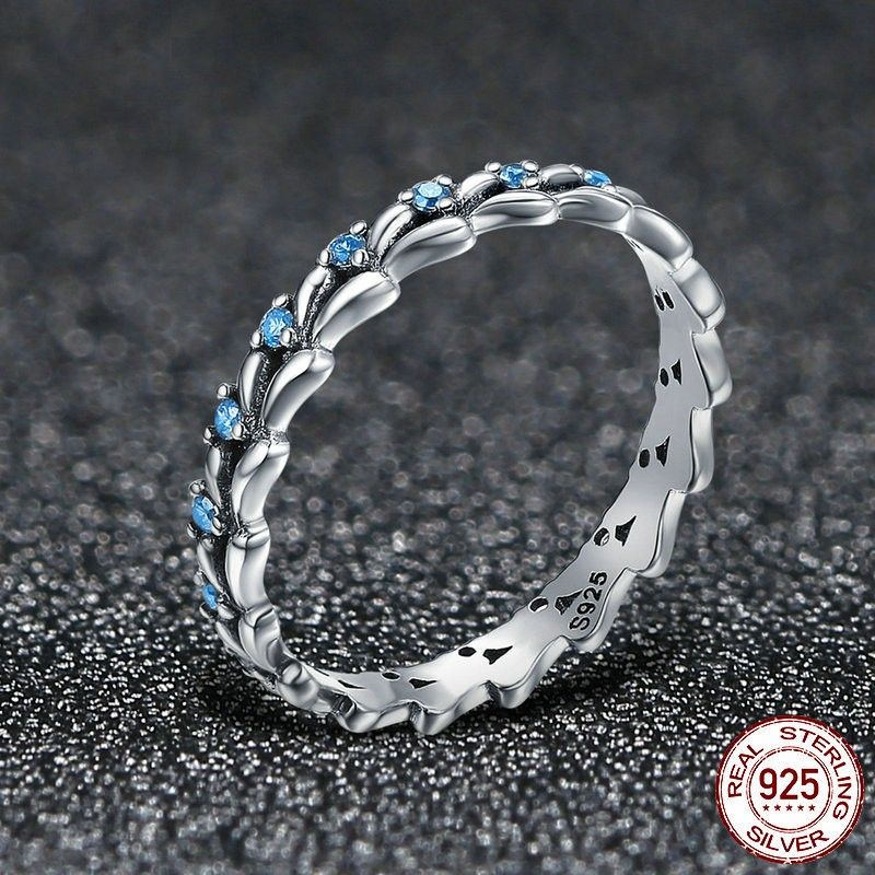 Bague Personnalisée En Argent Sterling 925 Avec Zircone Cubique Bleue