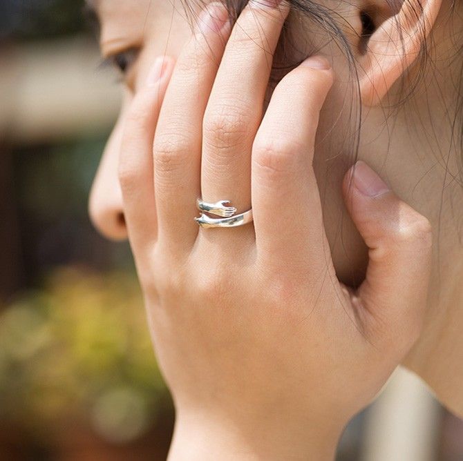 Bague De Personnalité Créative D'ouverture En Argent Sterling 925 Avec Motif Original