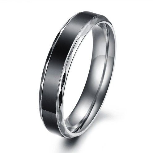 Bague De Promesse En Acier Titane Noir Pour Les Amoureux Des Couples De Mariage Ensembles Assortis À Graver (prix Pour Une Paire)