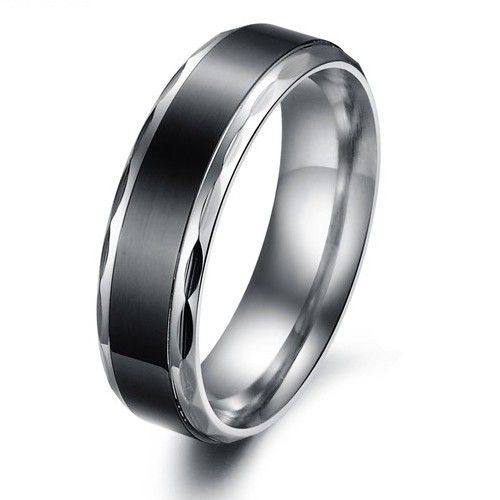 Bague De Promesse En Acier Titane Noir Pour Les Amoureux Des Couples De Mariage Ensembles Assortis À Graver (prix Pour Une Paire)