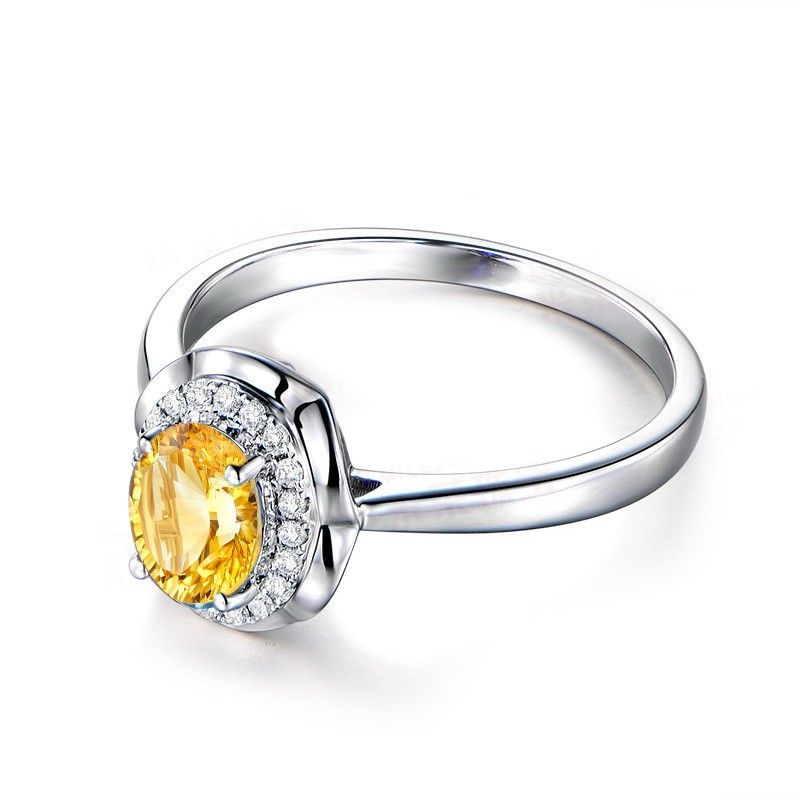 Bague De Promesse En Argent Sterling Citrine Naturelle S925 Pour Elle