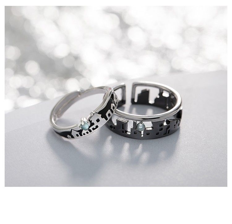 Bague De Promesse De Taille Ajustable En Argent Sterling 925 Avec Design Unique Pour Les Couples (prix Pour Une Paire)