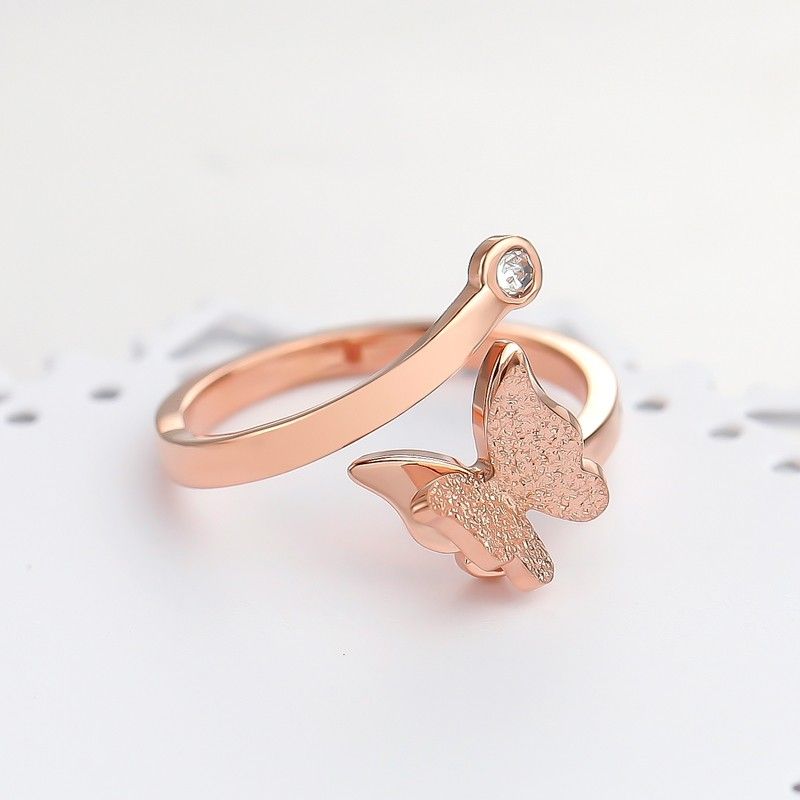 Bague De Queue D'ouverture Papillon En Or Rose 18 Carats