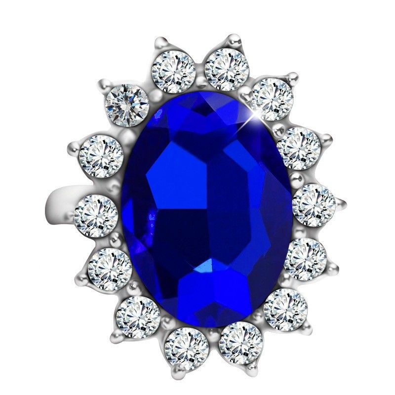 Bague Saphir Bleu En Argent Sterling 925