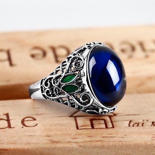 Bague En Saphir Incrustée D'émail Cloisonné En Filigrane D'argent De Style Ethnique Rétro 925