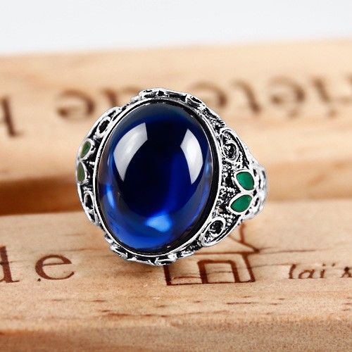 Bague En Saphir Incrustée D'émail Cloisonné En Filigrane D'argent De Style Ethnique Rétro 925