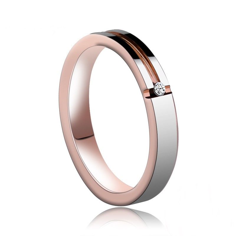 Bague Simple Unisexe Personnalisée En Tungstène Plaqué Or Rose