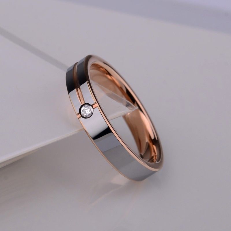 Bague Simple Unisexe Personnalisée En Tungstène Plaqué Or Rose