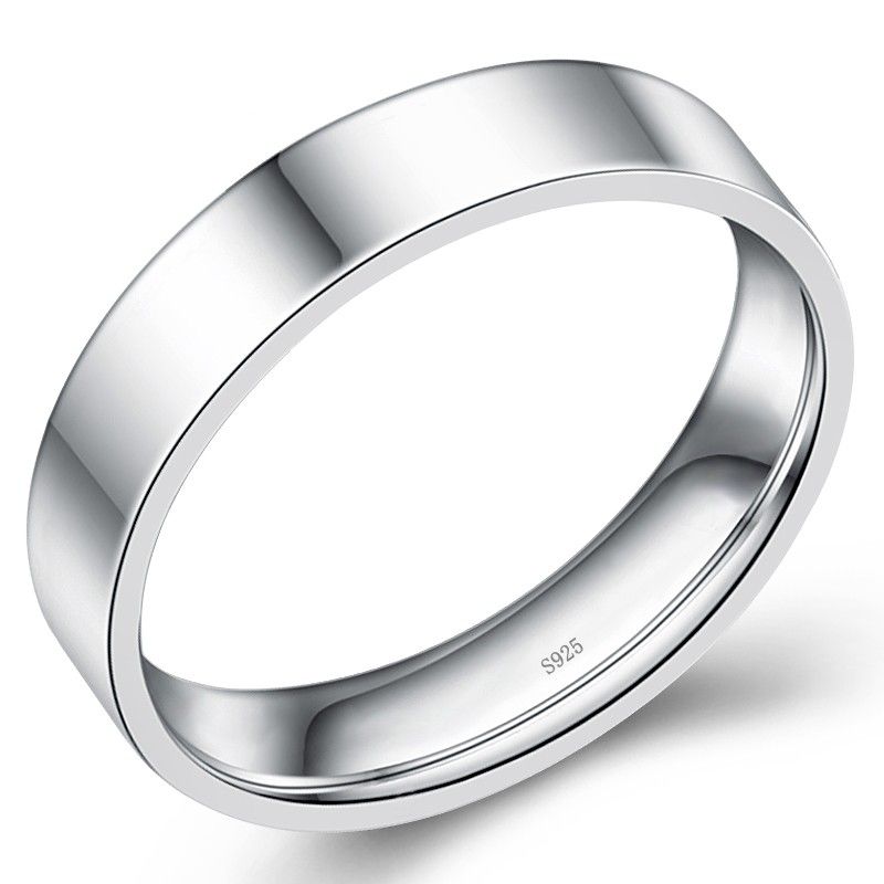 Bague À Surface Simple En Argent 925