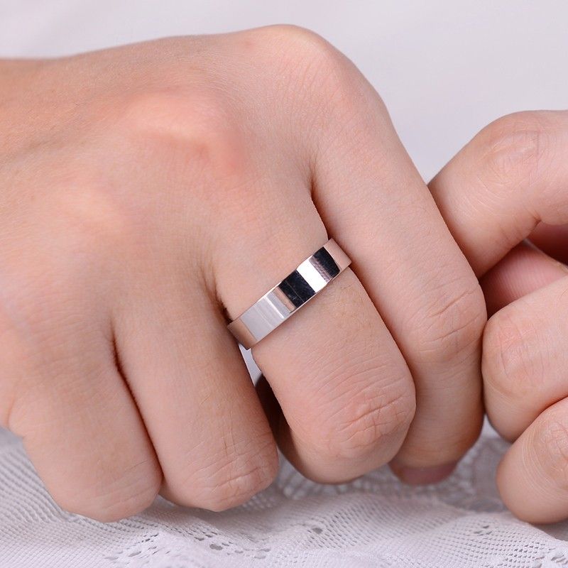 Bague À Surface Simple En Argent 925