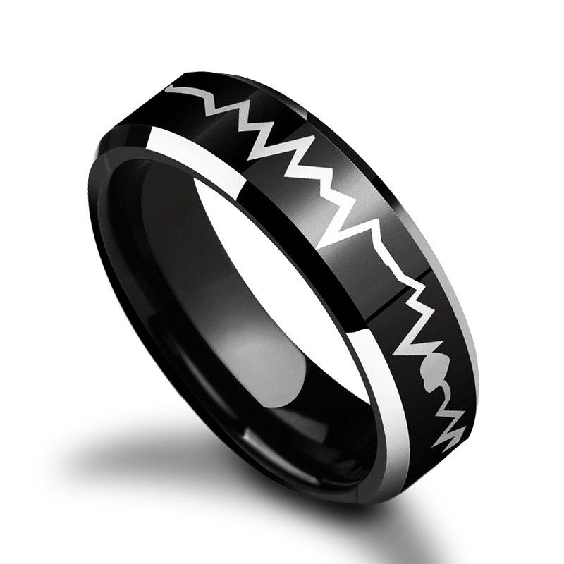 Bague En Tungstène Heartbeat Pour Homme