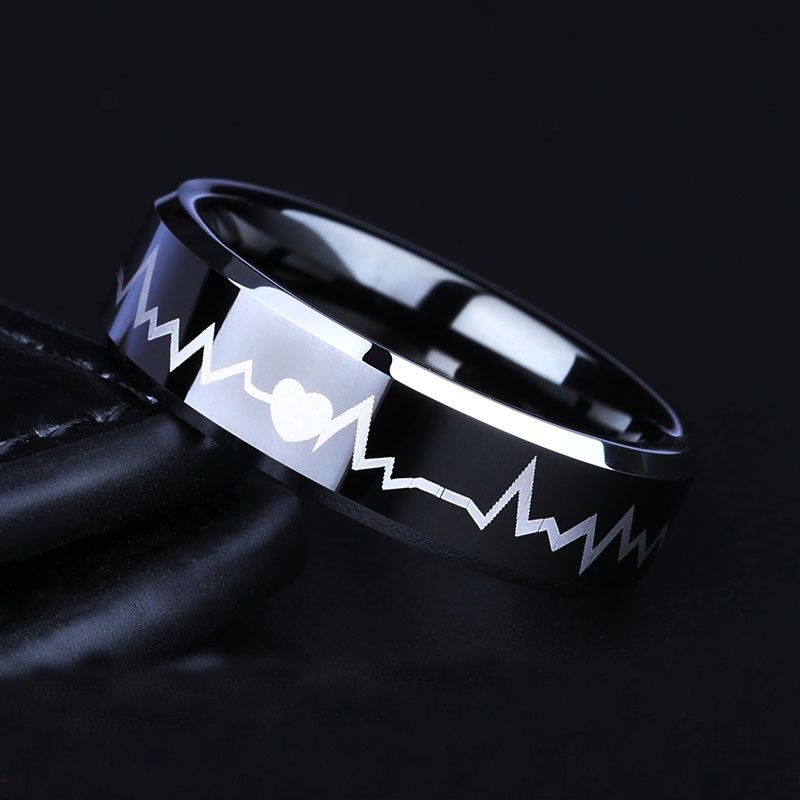 Bague En Tungstène Heartbeat Pour Homme