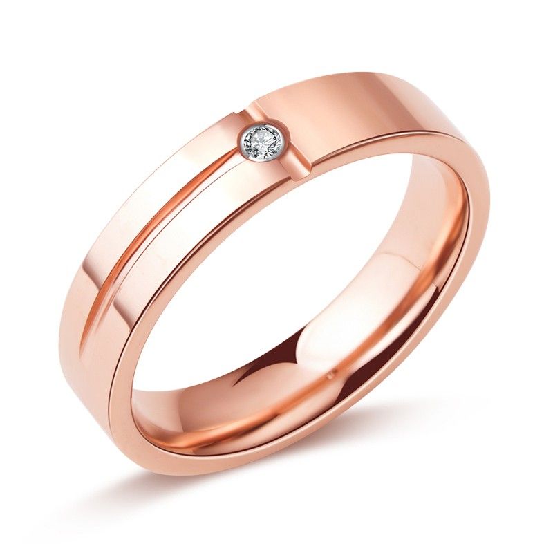 Bague En Tungstène Plaquée Or Rose Concise