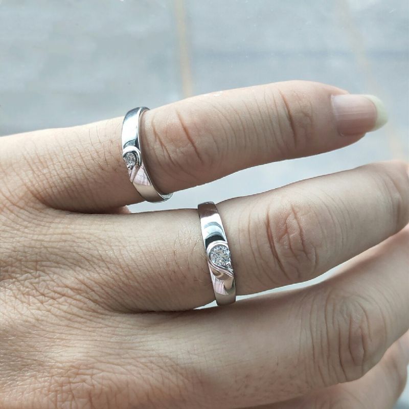 Bagues De Promesse De Coeur Assorties Personnalisées En Argent Sterling