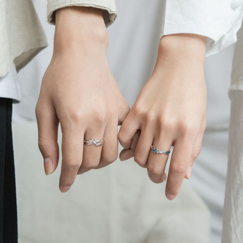 Bagues De Promesse De Héros Et De Beautés Personnalisées Pour Couples En Argent Sterling