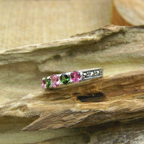 Belle Bague En Tourmaline Naturelle Incrustée En Argent Sterling 925 De Style Ethnique