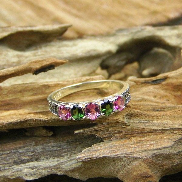 Belle Bague En Tourmaline Naturelle Incrustée En Argent Sterling 925 De Style Ethnique