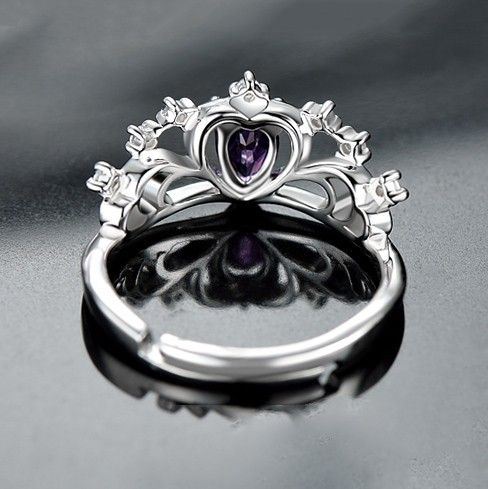 Belle Et Exquise Exécution 925 Argent Incrusté Bague De Couronne De Pierres Précieuses Naturelles