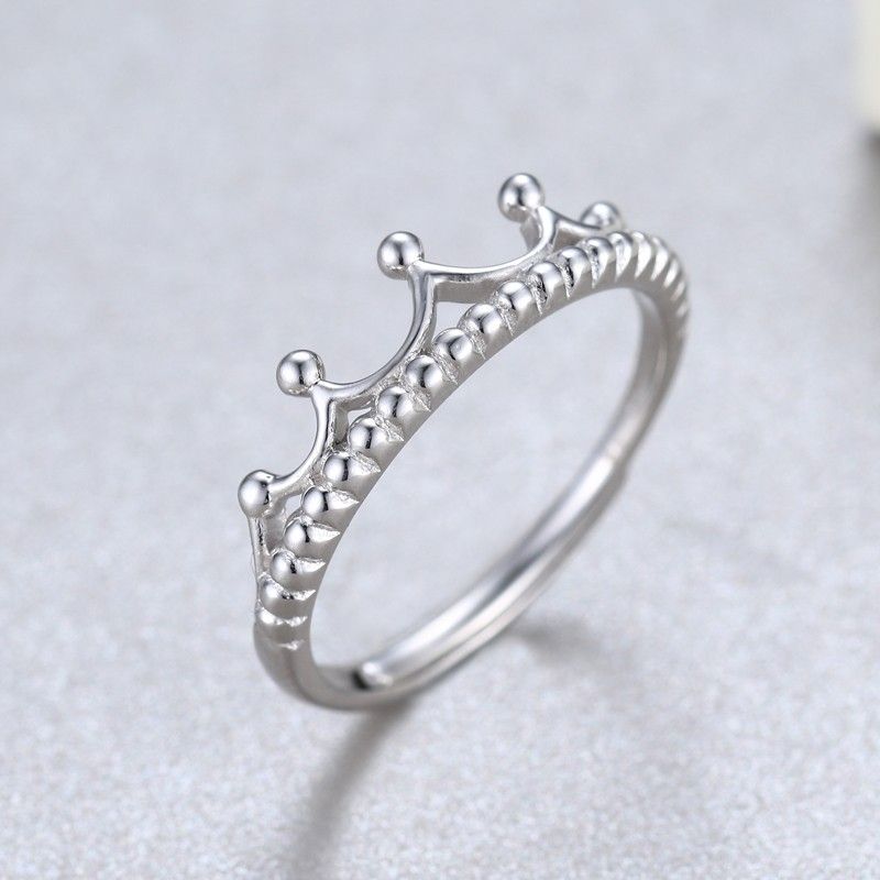 Belle Personnalité Exquise Mosaïques Bague En Argent Sterling Princesse Couronne