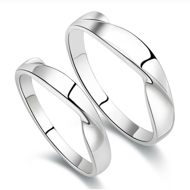 Belle Vague D'eau Mobius Design Anneaux En Argent Sterling Pour Amoureux De La Vente Chaude (prix Pour Une Paire)