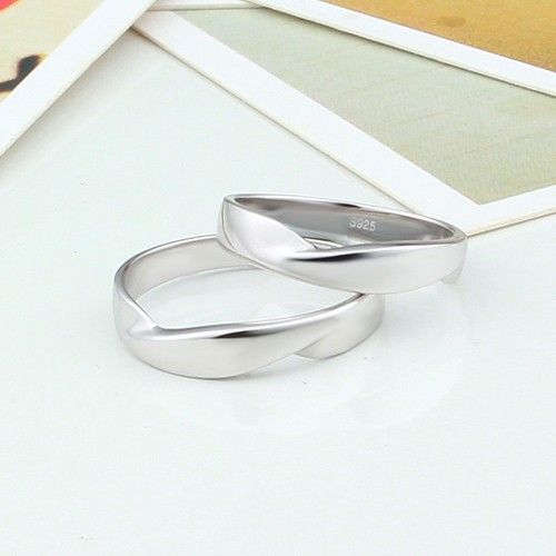 Belle Vague D'eau Mobius Design Anneaux En Argent Sterling Pour Amoureux De La Vente Chaude (prix Pour Une Paire)