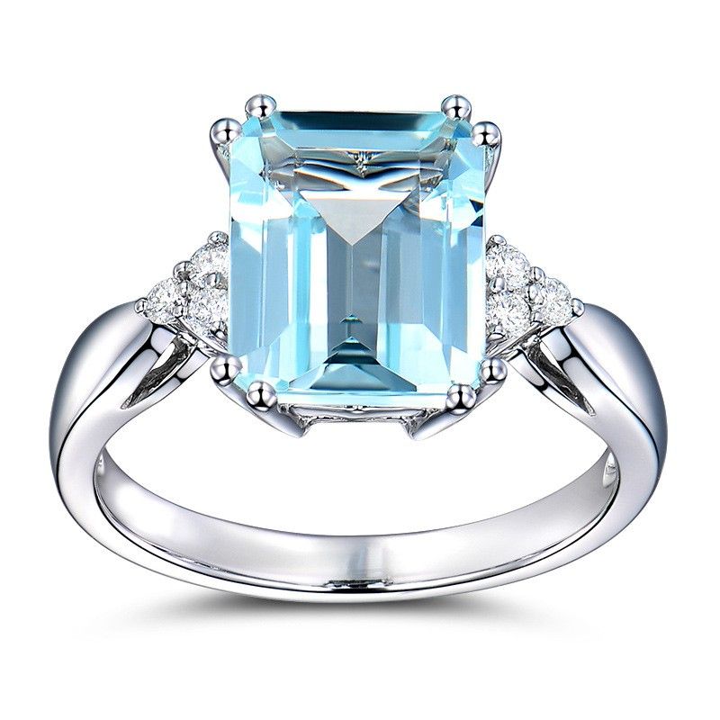 Blue Topaz S925 Bague De Mariage En Argent Sterling Pour Elle