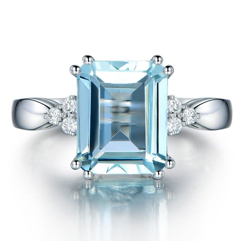 Blue Topaz S925 Bague De Mariage En Argent Sterling Pour Elle