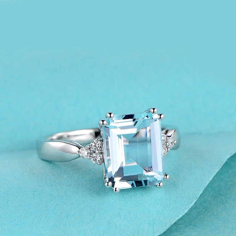 Blue Topaz S925 Bague De Mariage En Argent Sterling Pour Elle