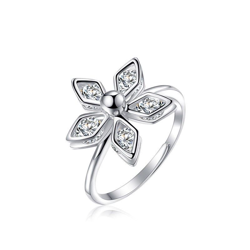 Bonheur Cinq Feuilles Fleur 925 Argent Personnalité De La Mode Collier De Dame Boucle D'oreille Ensemble De Bague