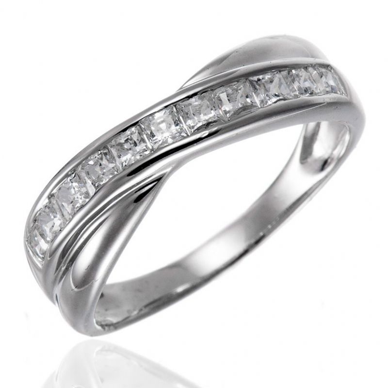 Boutique Bande Personnalisée En Argent 925 Échelonnée Avec Bague De Fiançailles En Rhodium