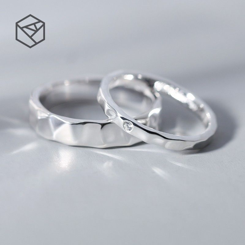 Chaque Côté De L'amour Simple Design 925 Anneaux De Couple Amoureux En Argent Sterling