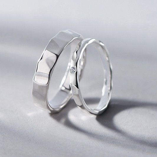 Chaque Côté De L'amour Simple Design 925 Anneaux De Couple Amoureux En Argent Sterling