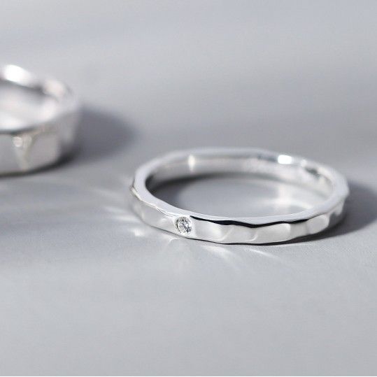 Chaque Côté De L'amour Simple Design 925 Anneaux De Couple Amoureux En Argent Sterling