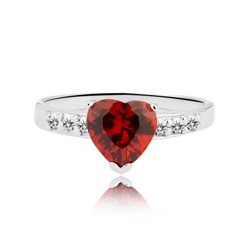 Charm En Vedette Bague De Fiançailles CZ En Forme De Coeur Incrustée En Argent Sterling 925