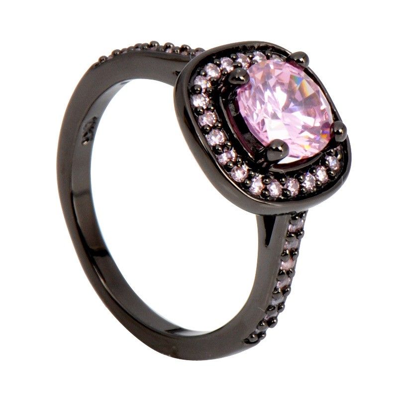 Charmante Nouvelle Bague De Fiançailles En Or Noir Incrusté De Zircons Cubiques