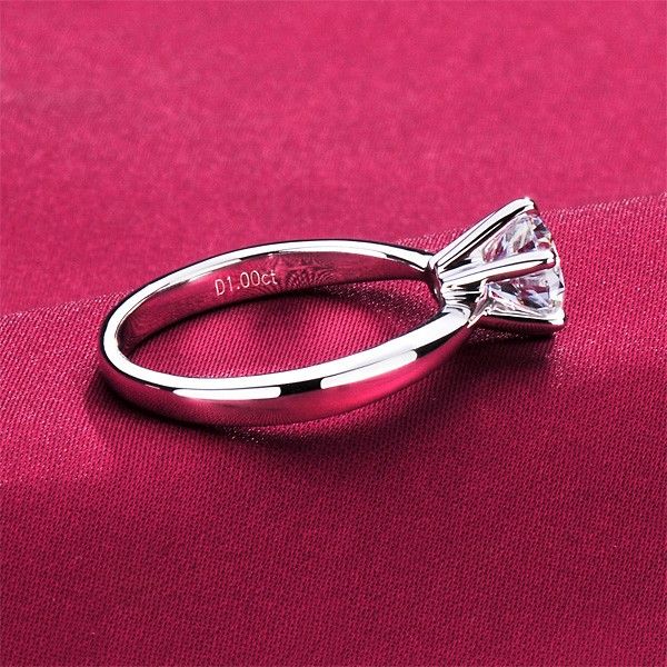 Classique De Luxe Pt950 0.39ct - 3.0ct Six Prong Diamant Anneaux De Bijoux De Mariage De Fiançailles Pour Les Femmes Sz 4-10