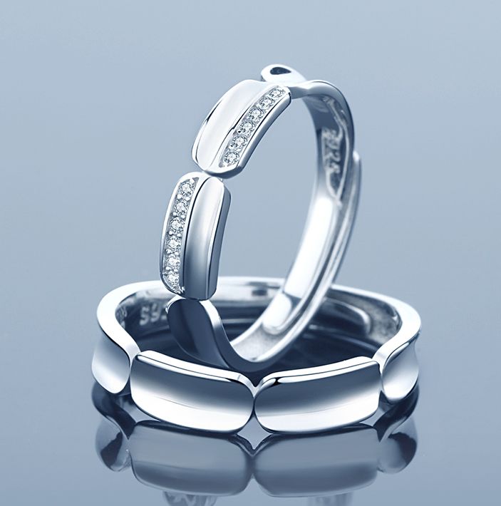 Conception Originale De La Couronne S925 Anneaux De Couple Réglables Pour Amoureux En Argent Sterling