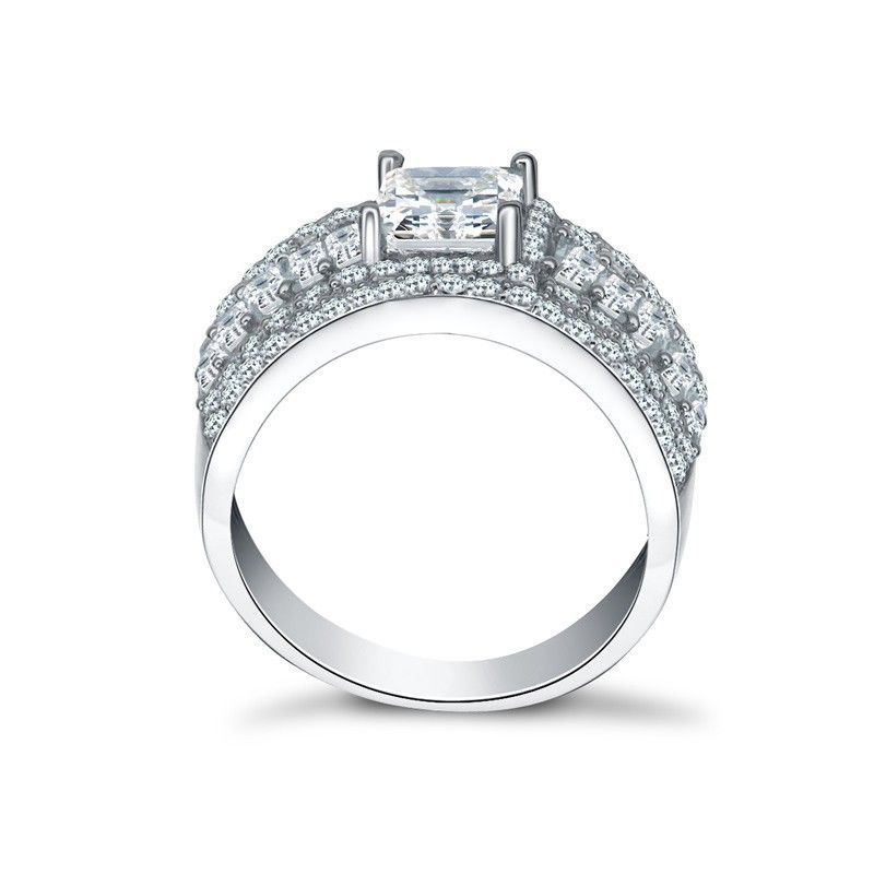 Conception Originale Sona Diamonds Bague De Fiançailles / Mariage En Argent Sterling Pour Elle