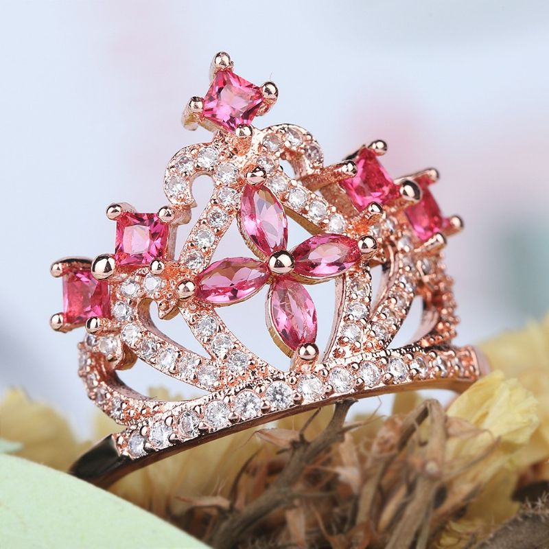 Concevoir Des Cadeaux Romantiques Pour L'amour Bague Couronne En Or Rose Et Platine