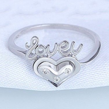 Coréen La Vraie Signification De L'amour S925 Bague De Fiançailles En Argent Sterling