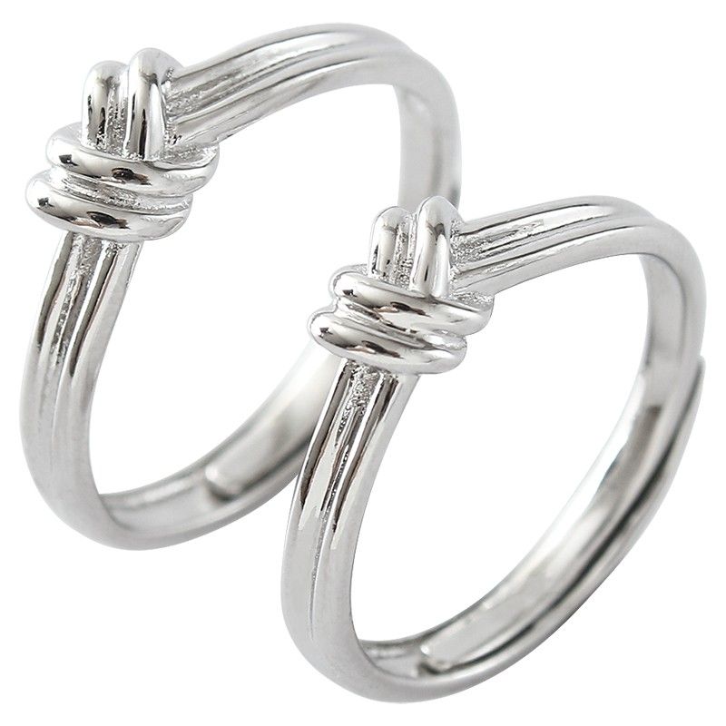 Cravate Personnalisée The Knot Original Design 925 Sterling Silver Lovers Couple Anneaux