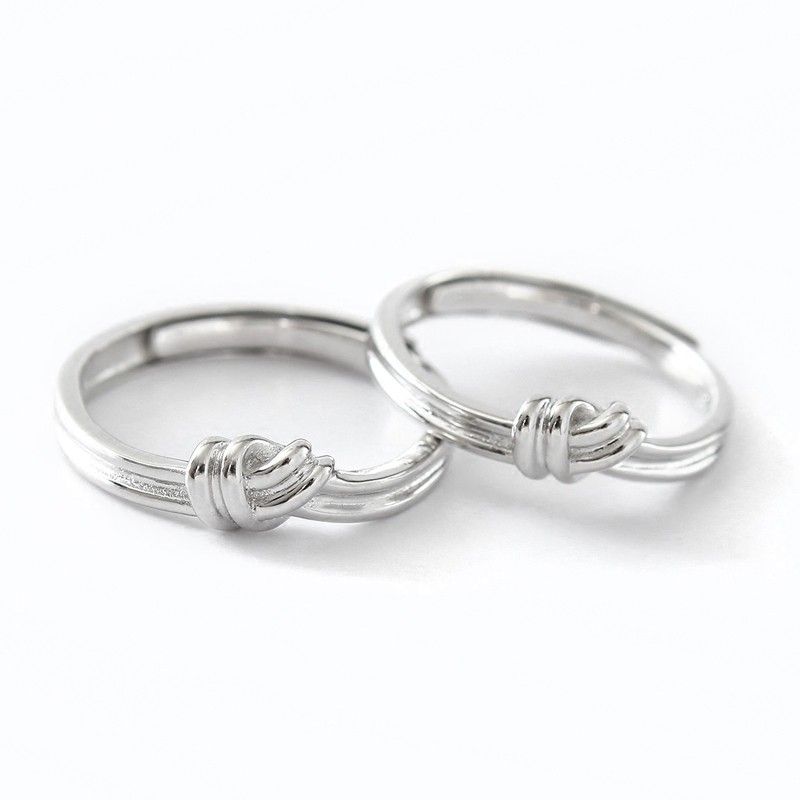 Cravate Personnalisée The Knot Original Design 925 Sterling Silver Lovers Couple Anneaux