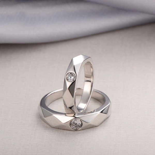 Creative Cutting S925 Anneaux De Couple Plaqués Or En Argent Sterling