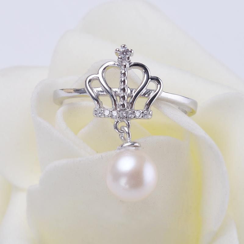 Creative Design S925 Silver Crown Drops Ajuste Librement L'anneau De Perle D'eau Douce