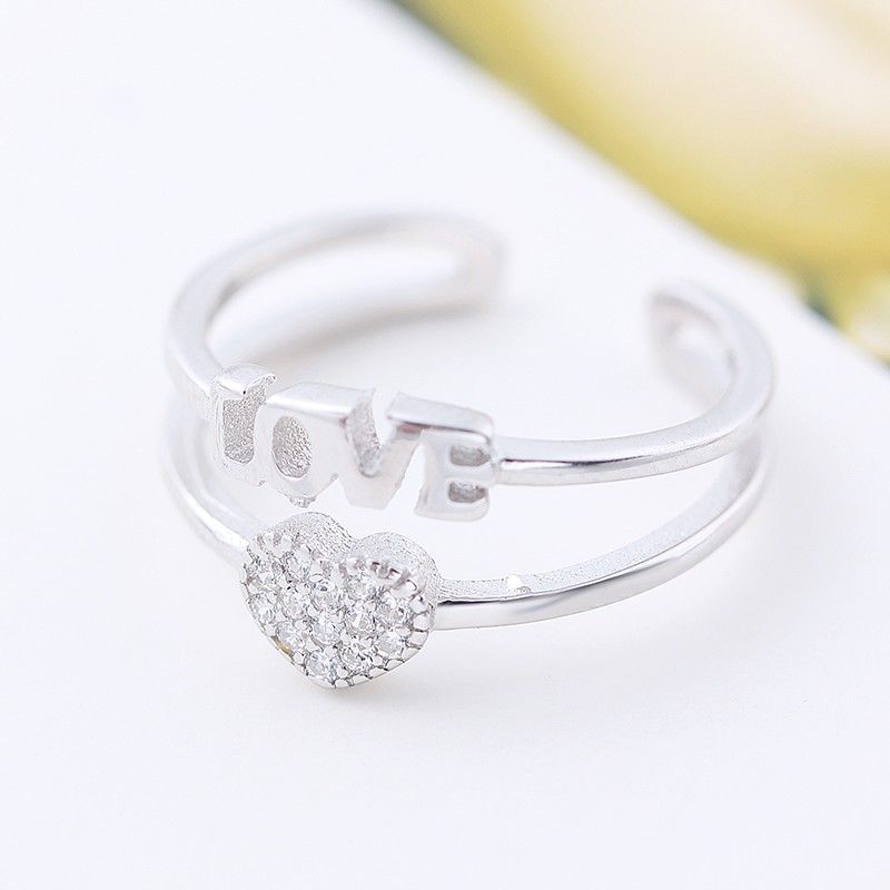 Creative Lettering "have Mutual Affinity" S925 Bague De Fiançailles CZ Incrustée D'argent