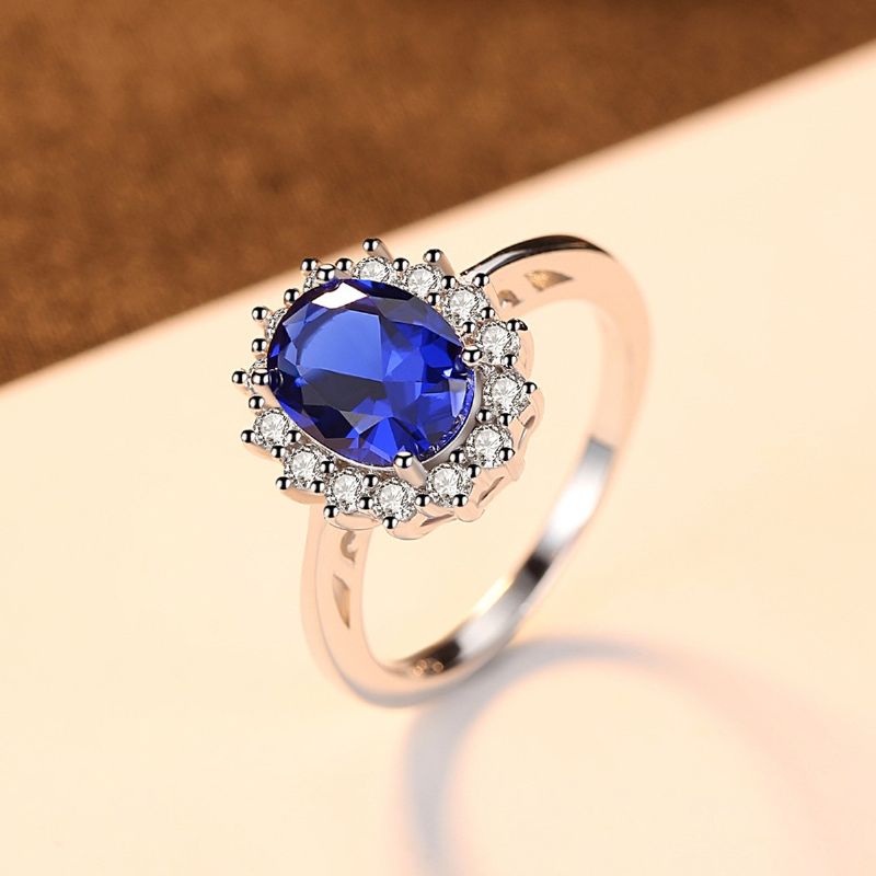 Dazzling Sapphire S925 Silver Bague En Or 18 Carats Pour Femme