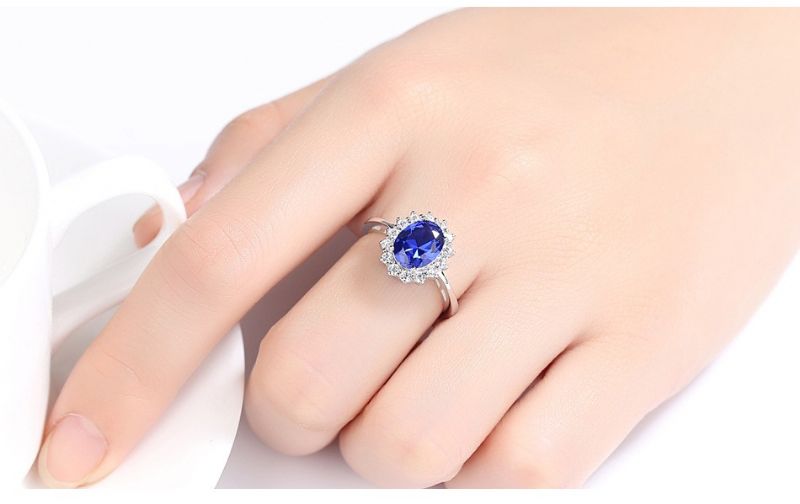 Dazzling Sapphire S925 Silver Bague En Or 18 Carats Pour Femme